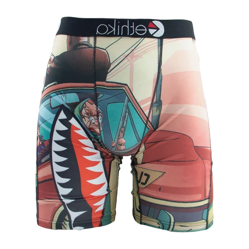 ETHIKA Underwear 1Pcs Men Sexy Printed Boxershorts Breathable Mens Trunks Plus Size S-3XL Man Swimming Underpants Men's Panties
