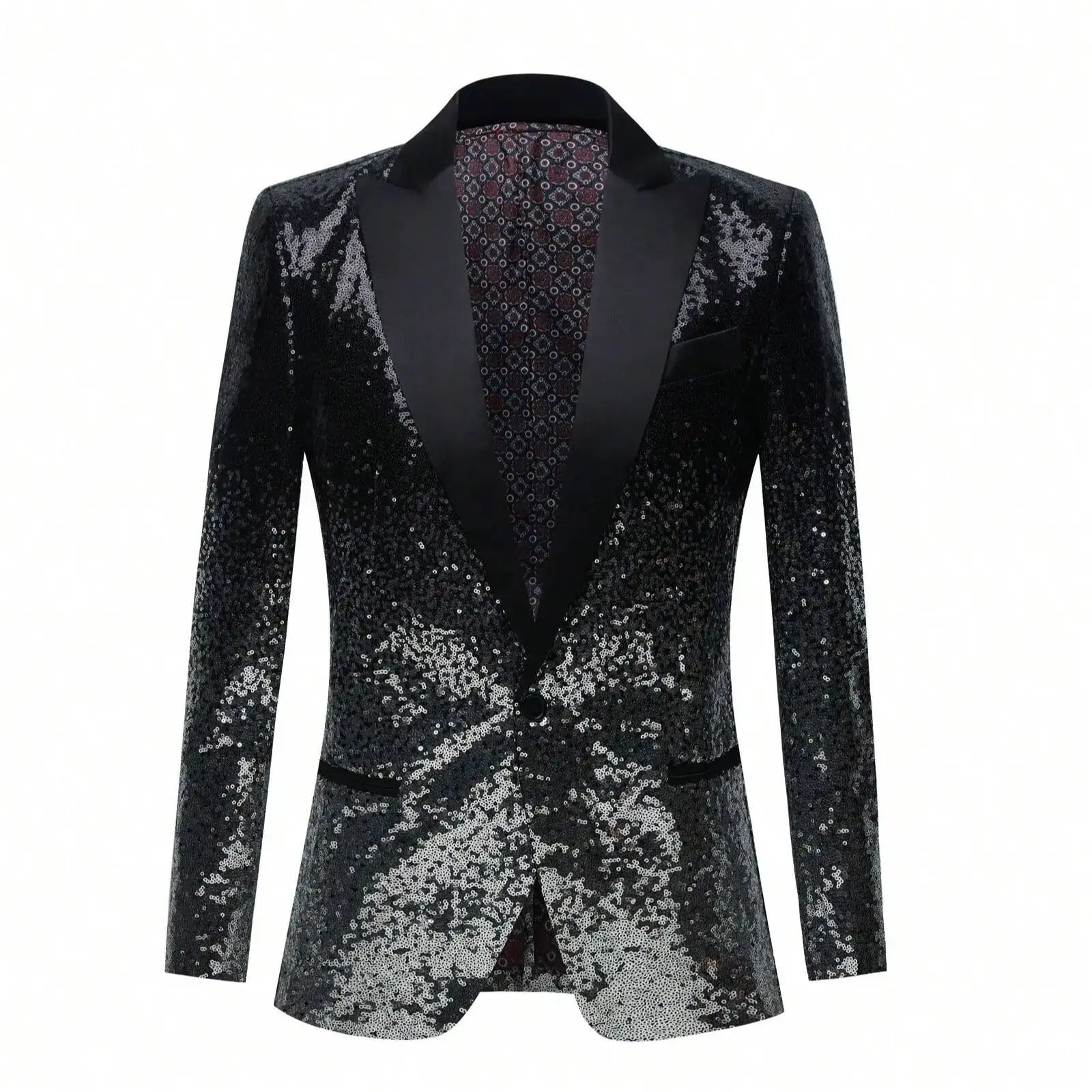 Men Sequin Shiny Prom Suit Jacket One Button and Blazers Tuxedo for Wedding Banquet