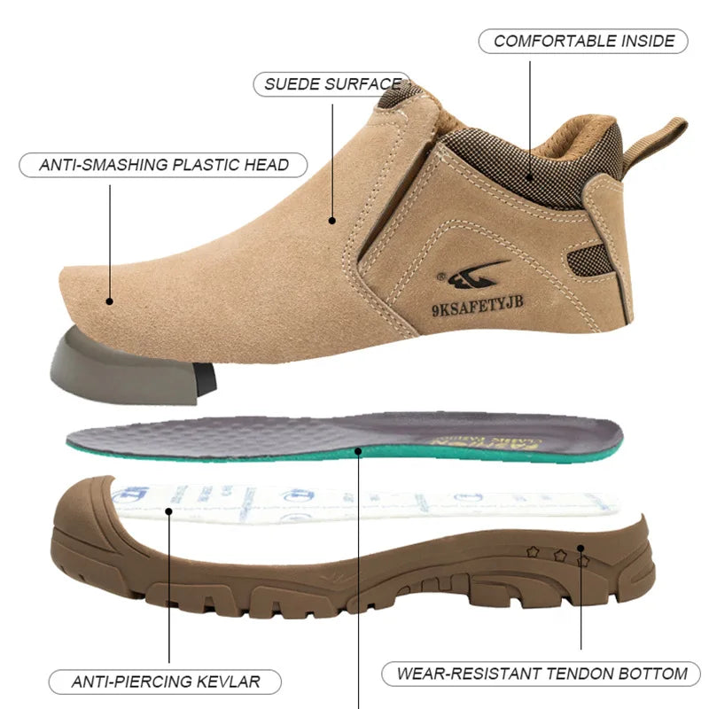 Composite Toe Light Weight Safety Shoes Comfortable Soft Work Sneakers Wear-resisting Anti-Puncture Low Top Casual Walking Shoes