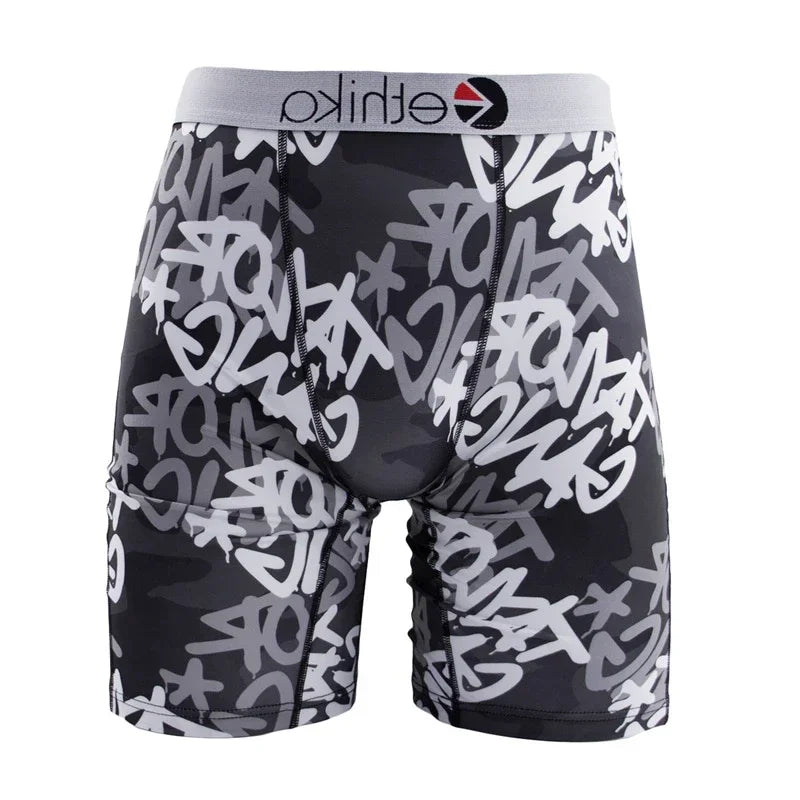 ETHIKA Underwear 1Pcs Men Sexy Printed Boxershorts Breathable Mens Trunks Plus Size S-3XL Man Swimming Underpants Men's Panties