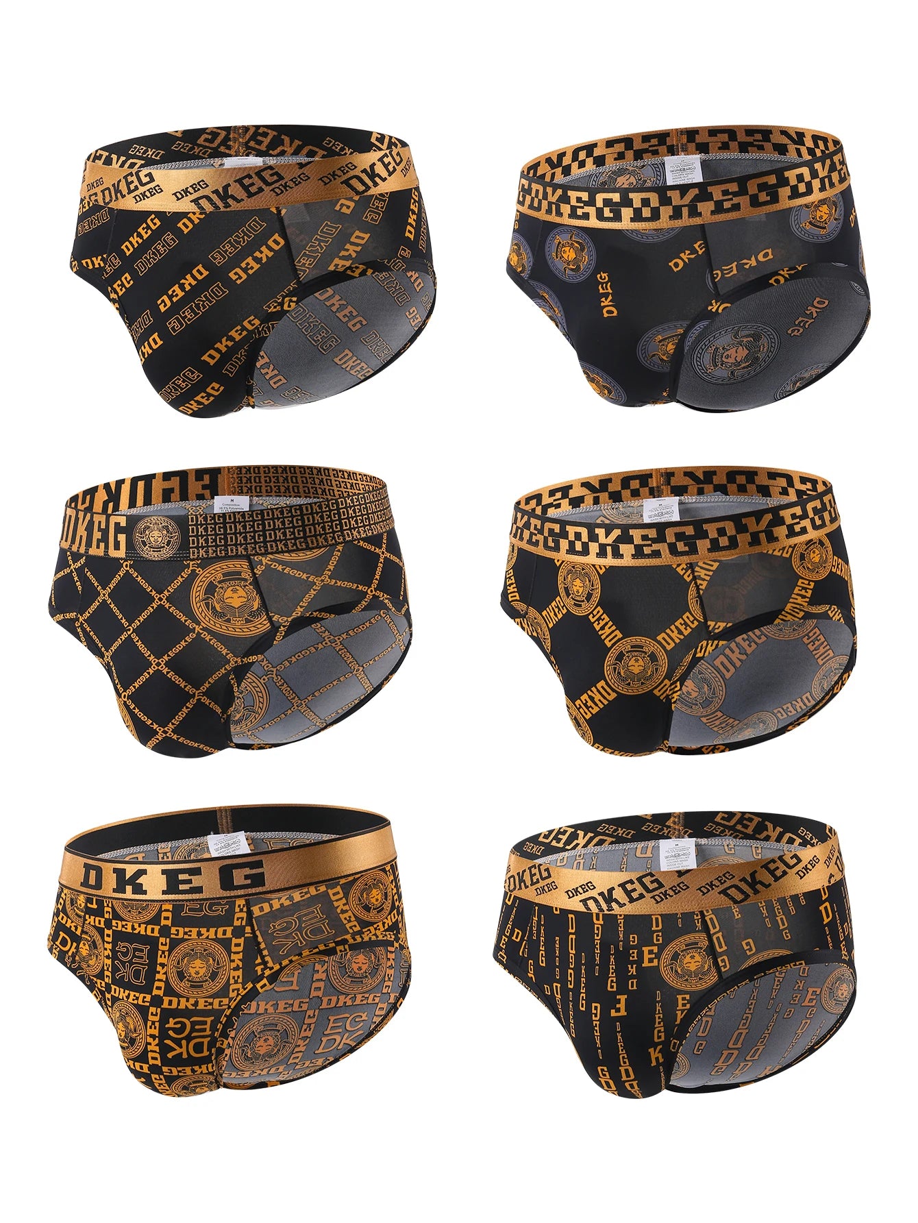 Light Luxury Gold Belt Men's ice silk briefs summer thin anti-bacterial crotch shorts head 6 combination