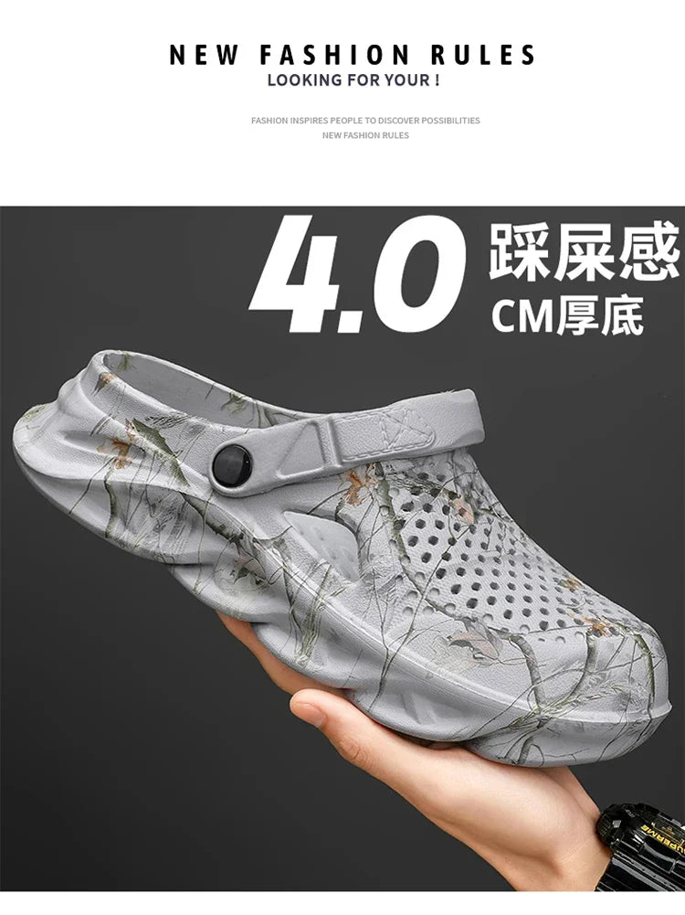 Men Summer Slippers thick Sole Mens clogs Sandals Hollow Breathable Flip Flops sandals Shoes Fashion Beach Slippers