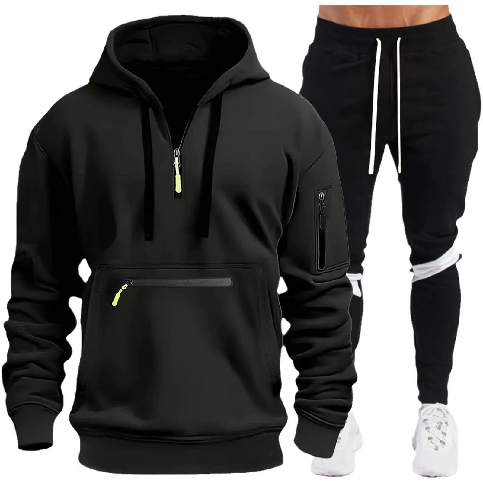 Men's Hoodie Set Autumn And Winter Fashion Casual Printed Sweatshirt Pants Sportswear Mens Brocade Suit Tracksuit Clothing