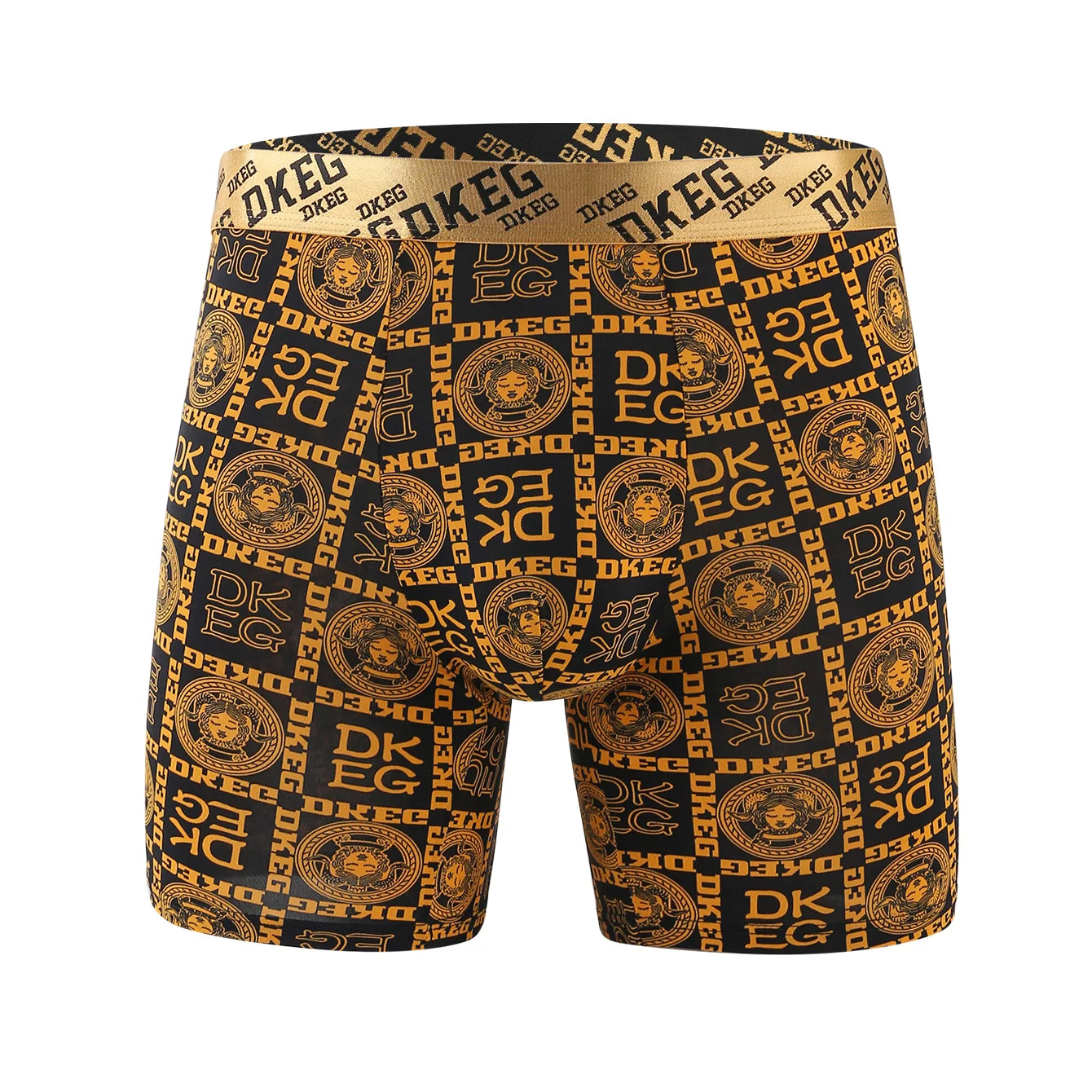 6pcs men's luxurious black and gold printed boxer briefs-ultra-soft ice feeling, antibacterial breathable-elastic sports shorts,