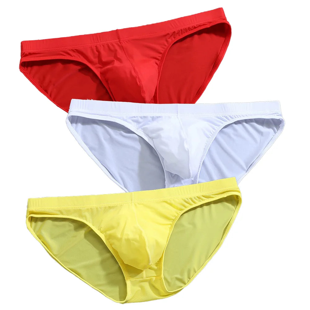 2PCS Men's Panties Underwear Men Briefsr Bikini Pant Comfortable Sexy Slip Underpants ice silk Breathable white 4XL