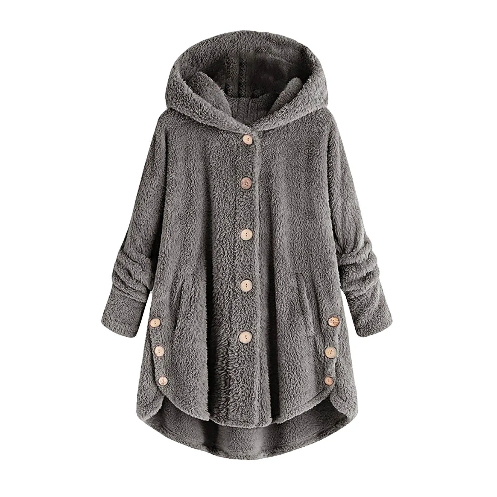 Autumn Winter Coat Women Warm Coat Wool Jacket Female Plush Coat Hooded Jacket New Women's Coats Solid Color Jacket