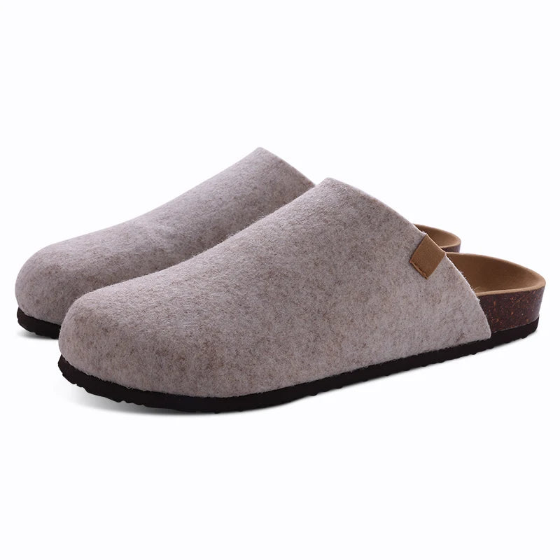Fashion Women's Suede Mules Slippers Men Clogs Cork Insole Sandals With Arch Support Outdoor Beach Slides Home Shoes