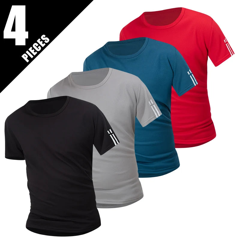 1/2/4 Pcs Men's Leisure Quick-drying Multicolor Short-sleeved Loose and Comfortable Plus Size Teenagers' Sports and Fitness Jack