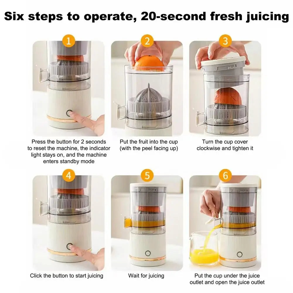 Electric Fruit Juicer Portable Single Auger Juicer Automatic Separation USB Charge Orange Fruit Automatic Separation Juicer