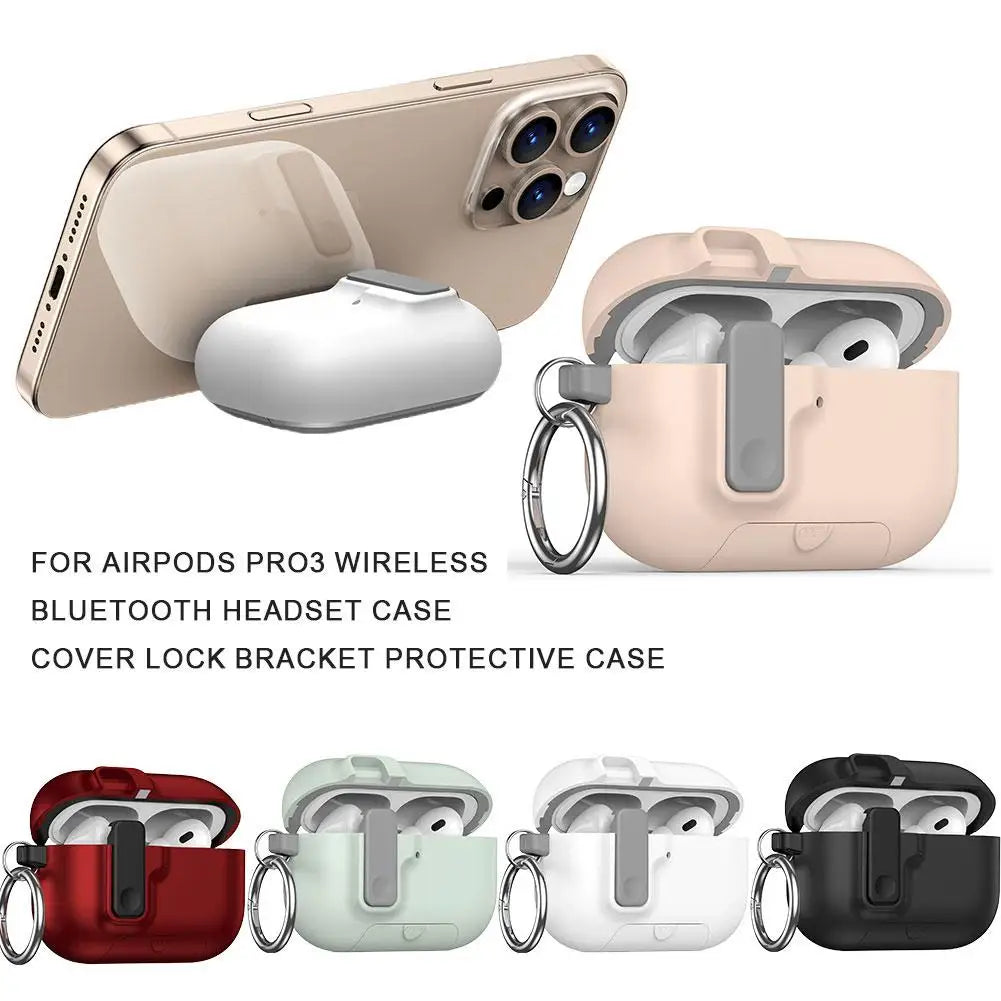 Shockproof Protective Case For Airpods Pro 3 With Phone Stand Automatic Lock Security Cover For AirPods Pro3 3rd Gen 2025