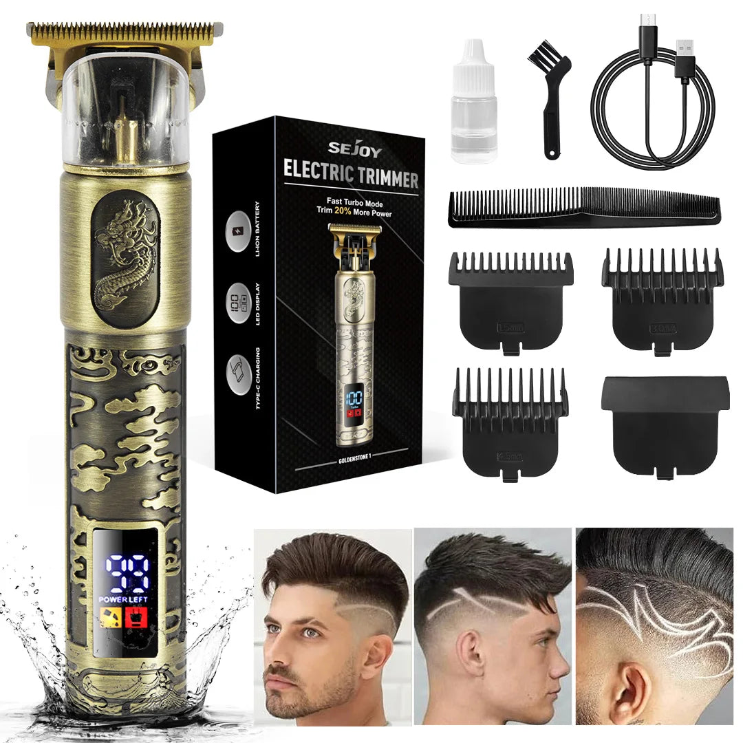 Sejoy Electric Hair Clipper Kit Professional Electric Pusher Carving Electric Shaver Rechargeable Hair Trimmer Machine for Men
