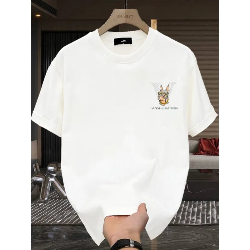 100% Cotton Short-sleeved Young Men's and Women's T-shirts 2024 Summer New Loose Casual Round Neck Designer Printing Pattern