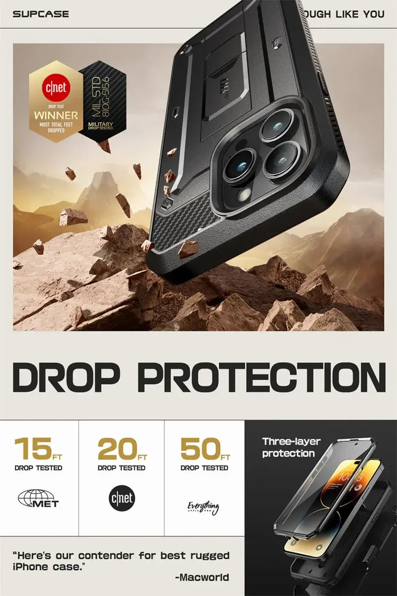 SUPCASE For iPhone 15 Pro Max Case 6.7" (2023) UB Pro Full-Body Rugged Heavy Duty Rugged Case with Built-in Screen Protector