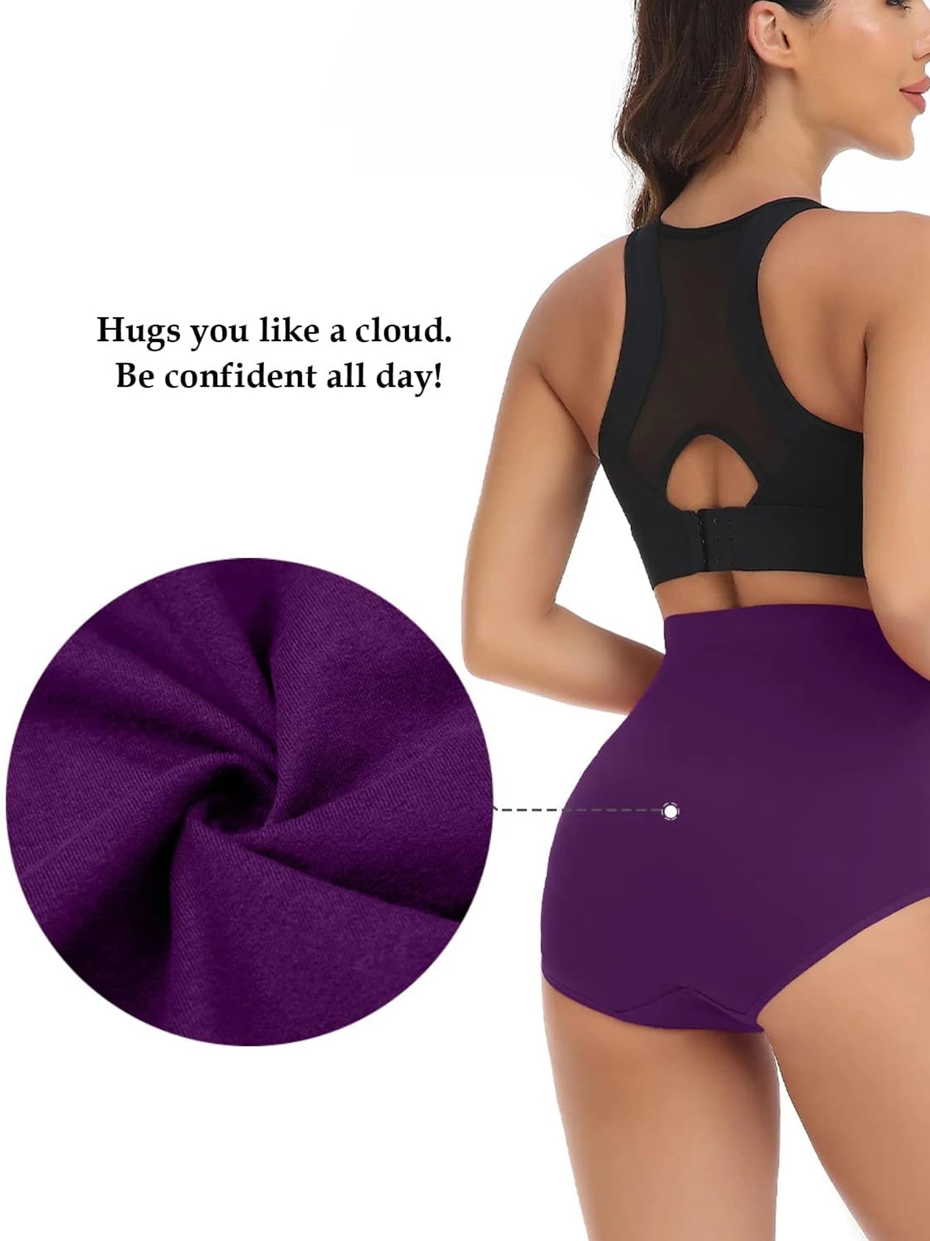 4PCS women's high waisted panties, women's solid color underwear, slightly shaping shapewear, women's Lingerie