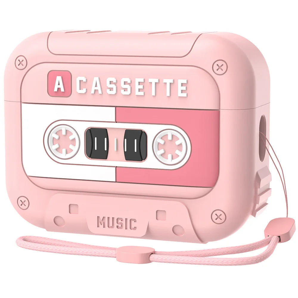 2025 Cassette Tape Case For  AirPods Pro 2 Case Cover Compatible Lanyard Included Shockproof Full Protection For  AirPods 4 Case