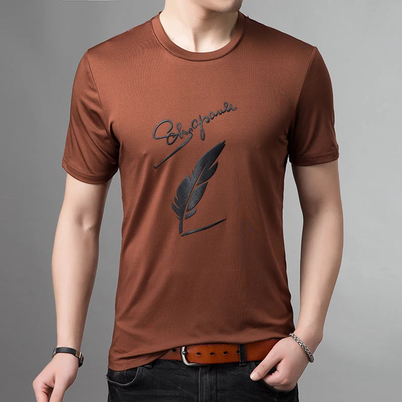 2025 New Fashion Brand T Shirts For Men Pattern O Neck Trends Streetwear Tops Summer Top Grade Short Sleeve T-Shirt Men Clothing