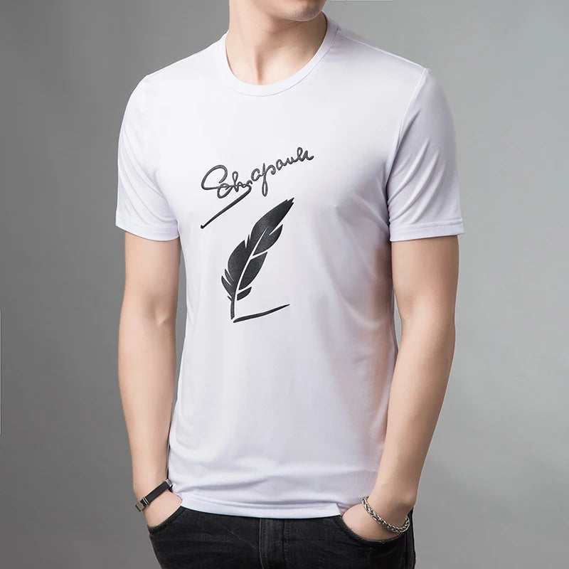 2025 New Fashion Brand T Shirts For Men Pattern O Neck Trends Streetwear Tops Summer Top Grade Short Sleeve T-Shirt Men Clothing