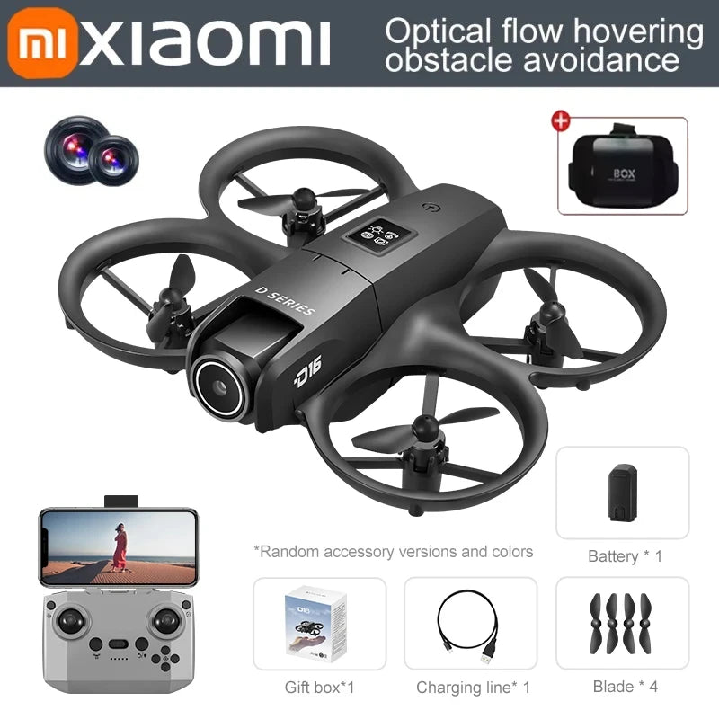 Xiaomi D16 Mini Drone Dual Camera 8K HDAerial Aircraft Obstacle Avoidance UAV Fixed Remote Control Airplane Gift Toys 20000M
