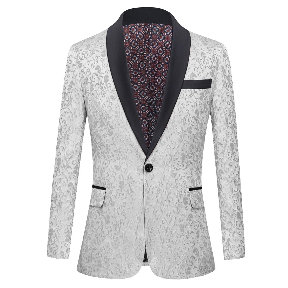 Men's Paisley Tuxedo Jacket One Button Dress Suit Jacket Floral Blazer for Dinner Party Prom Wedding