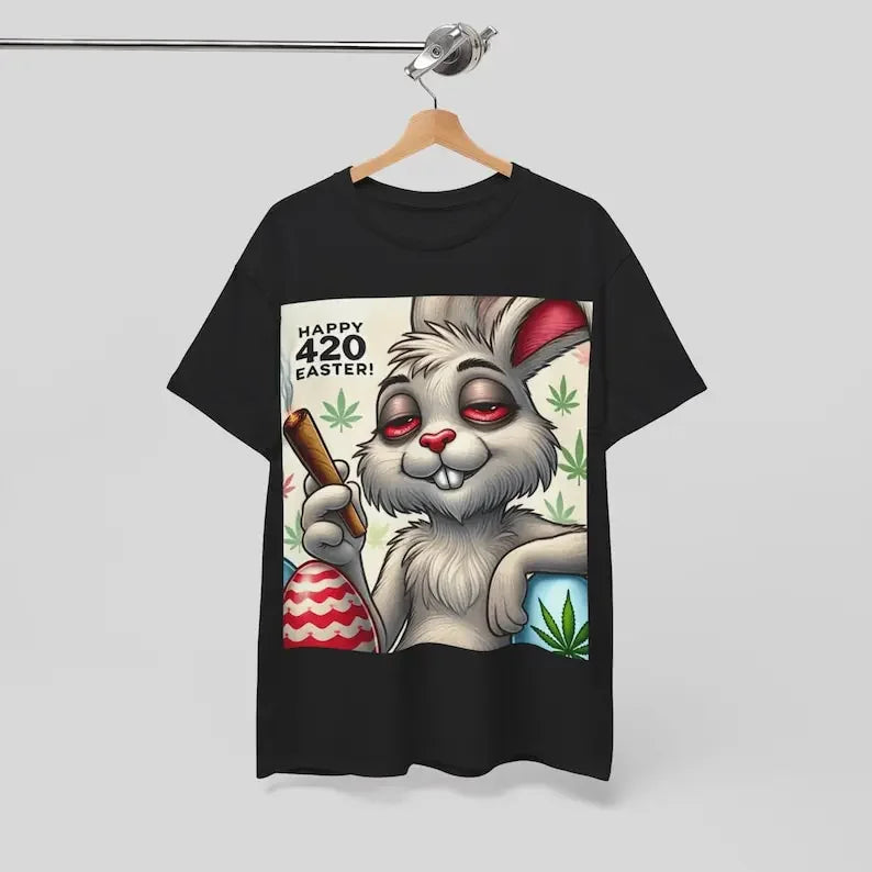 Men 420 Easter Bunny T-Shirt, Funny Stoner Bunny Weed Shirt, Easter 4/20 Gift for Smokers, Happy 420 Easter