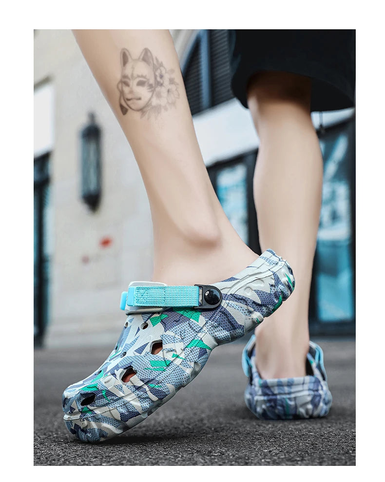 Shoes Men's Clogs Slippers Sandals 46 47 Male Garden Shoes Flat Camouflage Sandals Male Big Size Outdoor Flip Flops Home Clogs