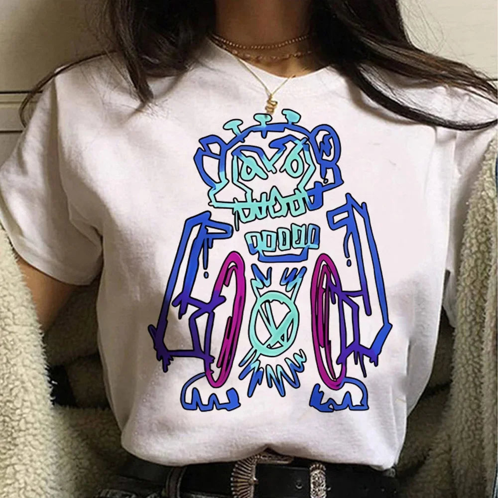 Jinx Arcane Monkey T Shirt Anime Cosplay Tees Women Men Unisex Grunge Aesthetic Short Sleeve Cartoon Print Summer Streetwear