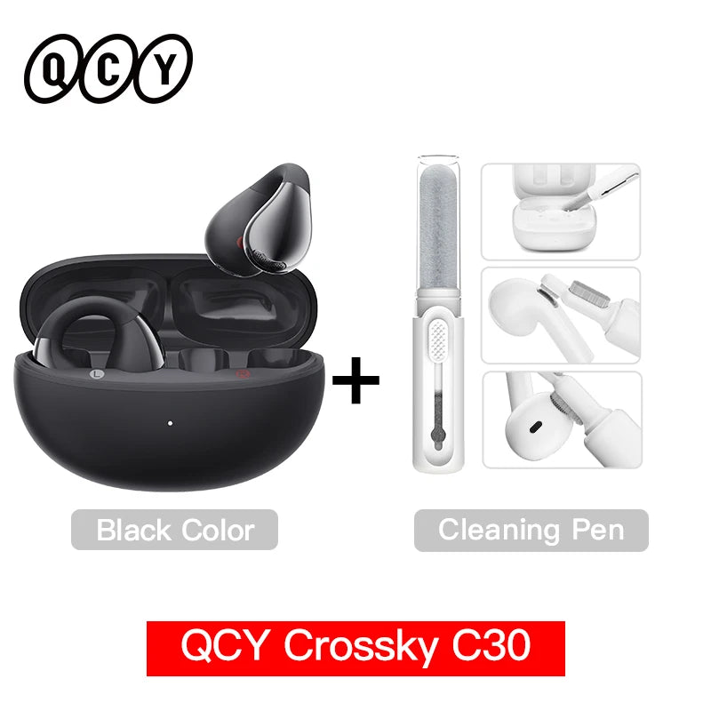 QCY Crossky C30 Wireless Earphones Bluetooth 5.4 Ear clip TWS Sports Earbuds Open Ear Earclip Dual-Connection Headphone