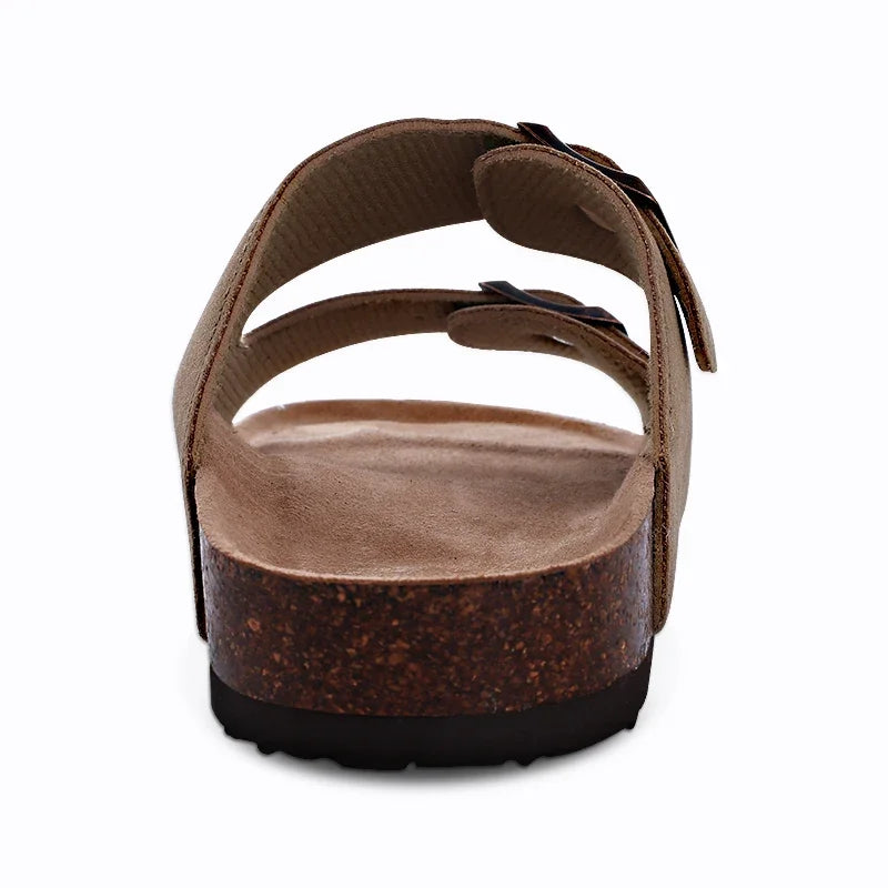 Fashion Women's Suede Mules Slippers Men Clogs Cork Insole Sandals With Arch Support Outdoor Beach Slides Home Shoes