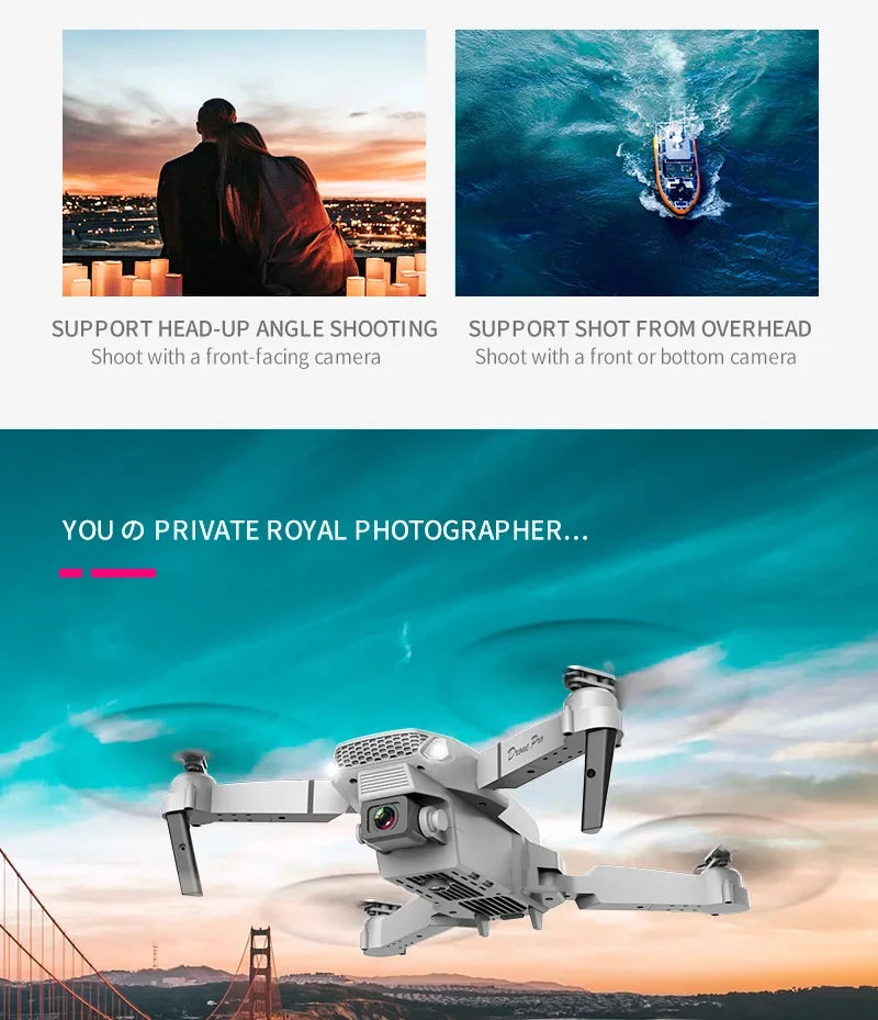 2025 New E88 Pro WiFi FPV Drone - 1080P/4K Single/Dual Camera, Wide-Angle HD, Altitude Hold, Foldable Quadcopter, RC Helicopter