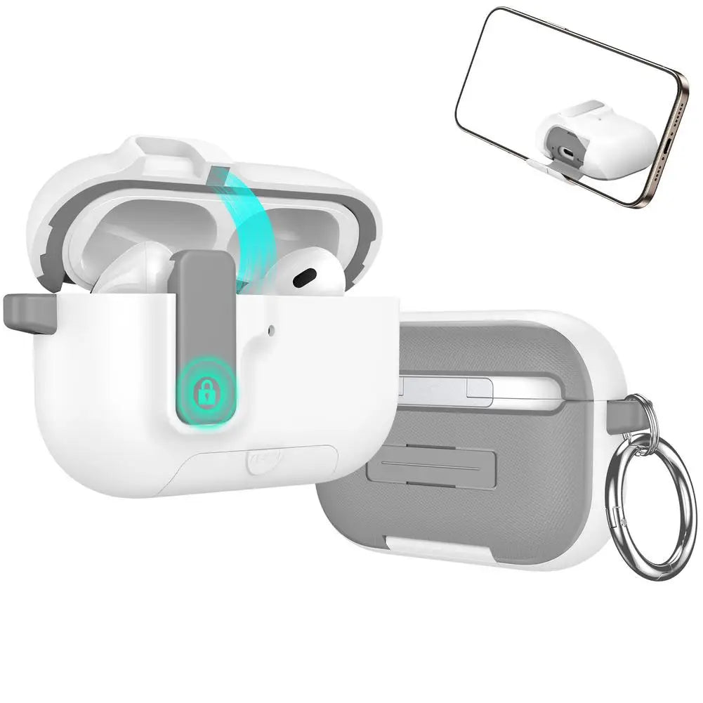 Shockproof Protective Case For Airpods Pro 3 With Phone Stand Automatic Lock Security Cover For AirPods Pro3 3rd Gen 2025