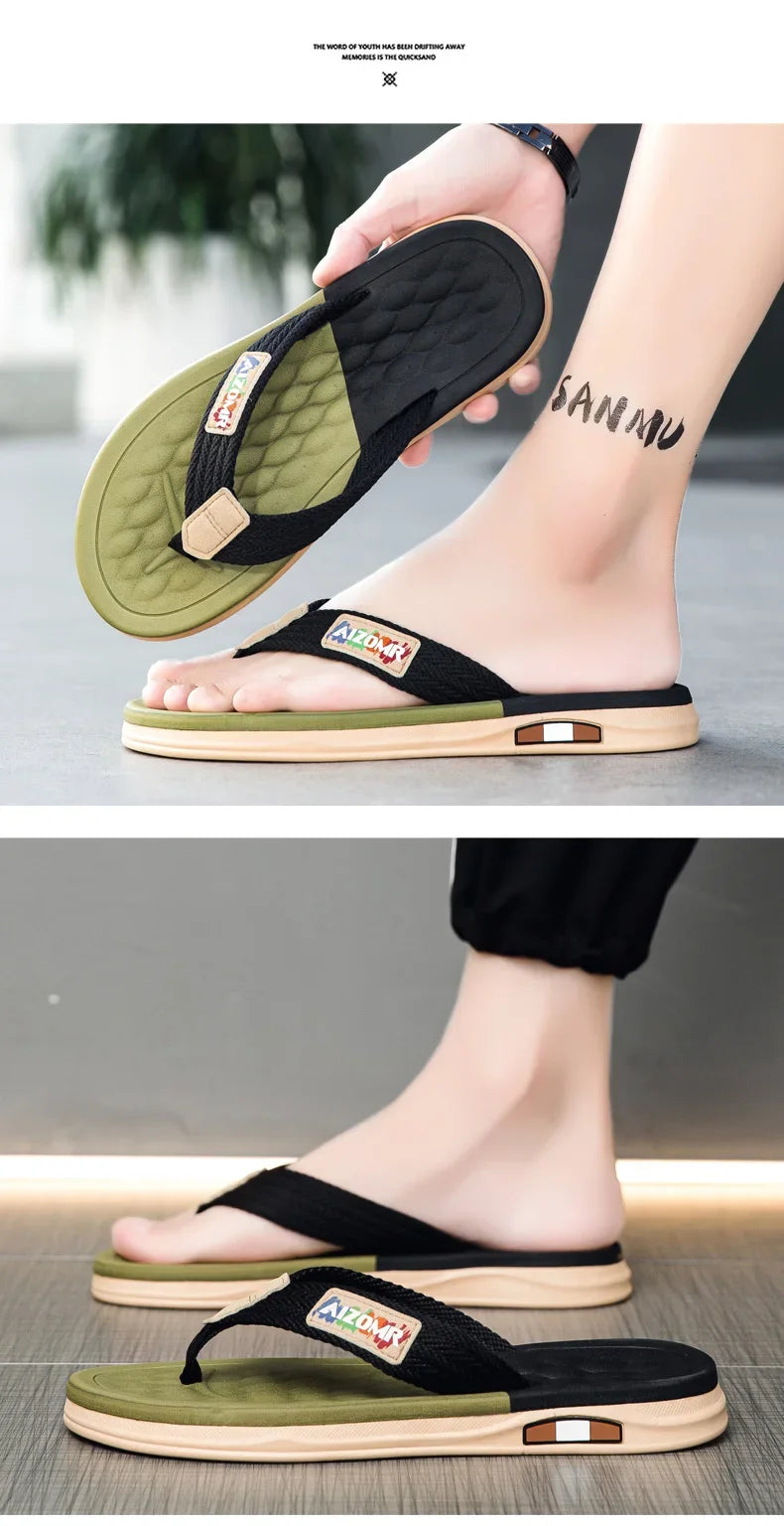 The 2025 new flip-flops for men are suitable for summer outdoor wear. They are anti-slip beach soft-soled flip-flops for men, wh