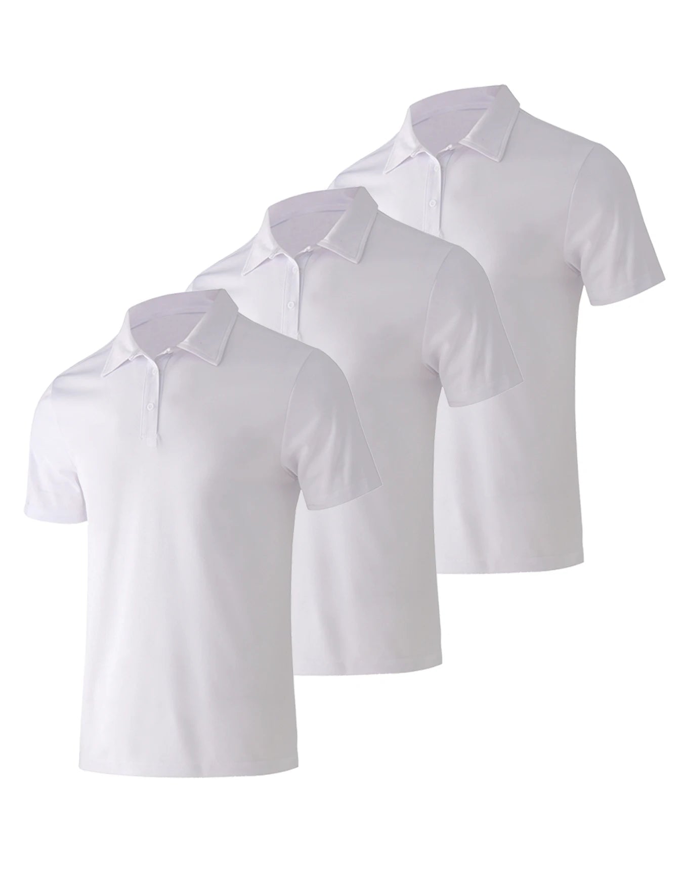 3-piece men's quick drying sport polo shirt stretchy slim fit summer solid color lapel short sleeved top