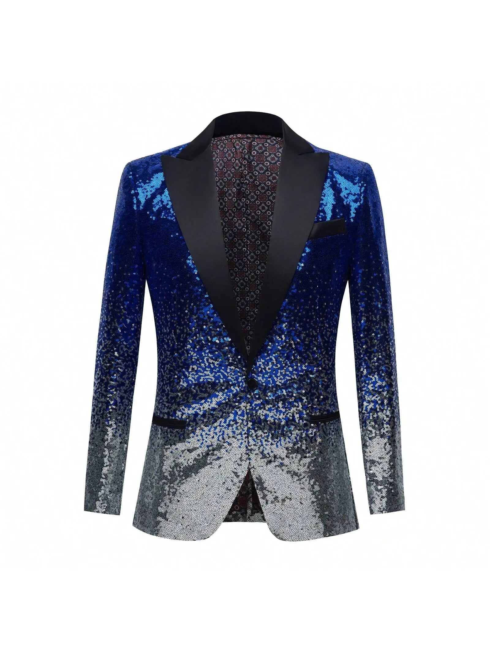 Men Sequin Shiny Prom Suit Jacket One Button and Blazers Tuxedo for Wedding Banquet