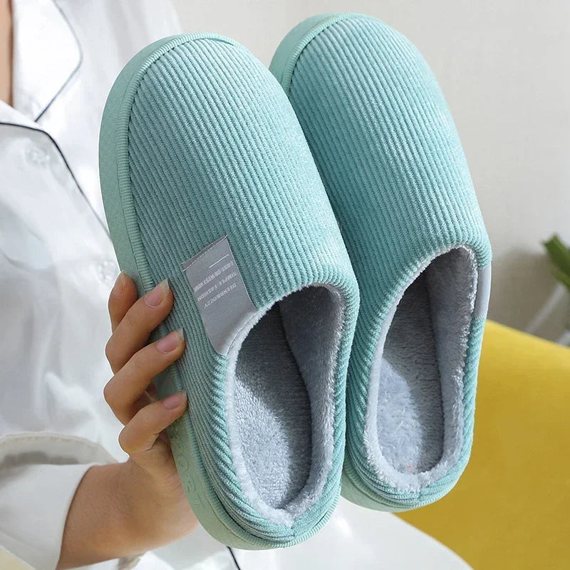 New Winter Household Warm Furry Women Men Shoes Indoor Slippers Bedroom Cotton Slippers  Plush Home Slippers Ladies Flip Flops