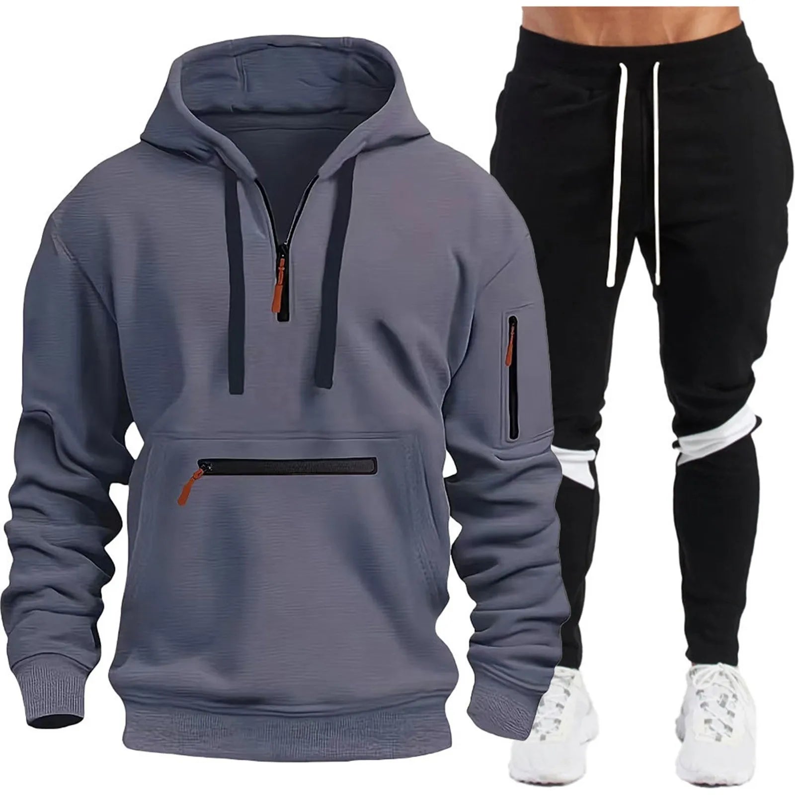 Men's Hoodie Set Autumn And Winter Fashion Casual Printed Sweatshirt Pants Sportswear Mens Brocade Suit Tracksuit Clothing