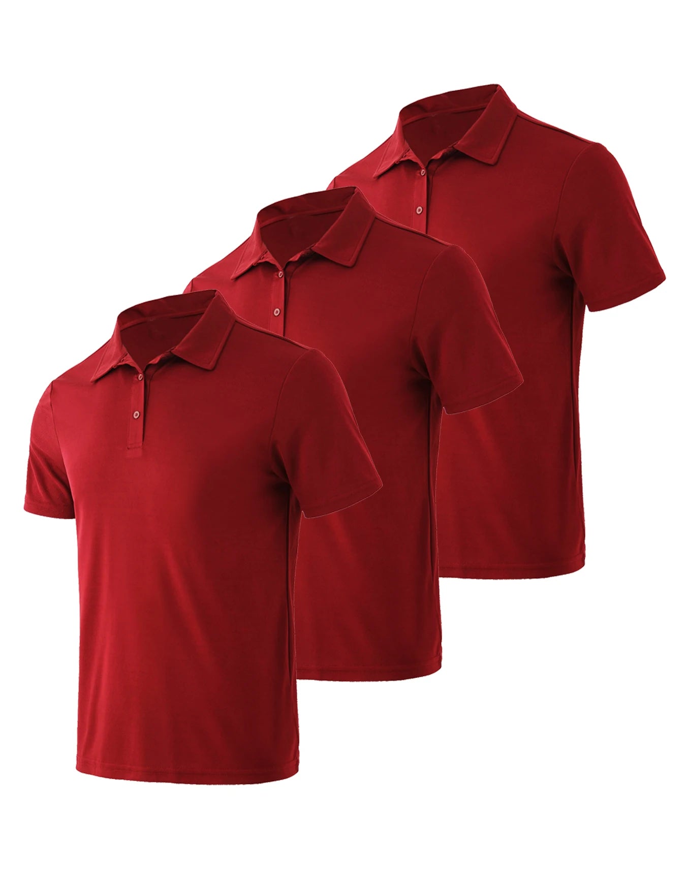 3-piece men's quick drying sport polo shirt stretchy slim fit summer solid color lapel short sleeved top