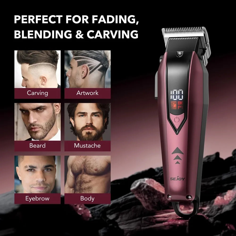Sejoy Professional  Hair Clippers for Men Trimmers Set for Barber Cordles with LED Display Slick Hair Cut Self-Sharpening Blades