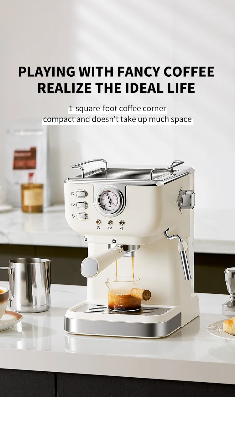 20 Bar Electric Coffee Machine Italian Semi-automatic Professional Expresso Coffee Maker Office Small Coffee Machines 220V