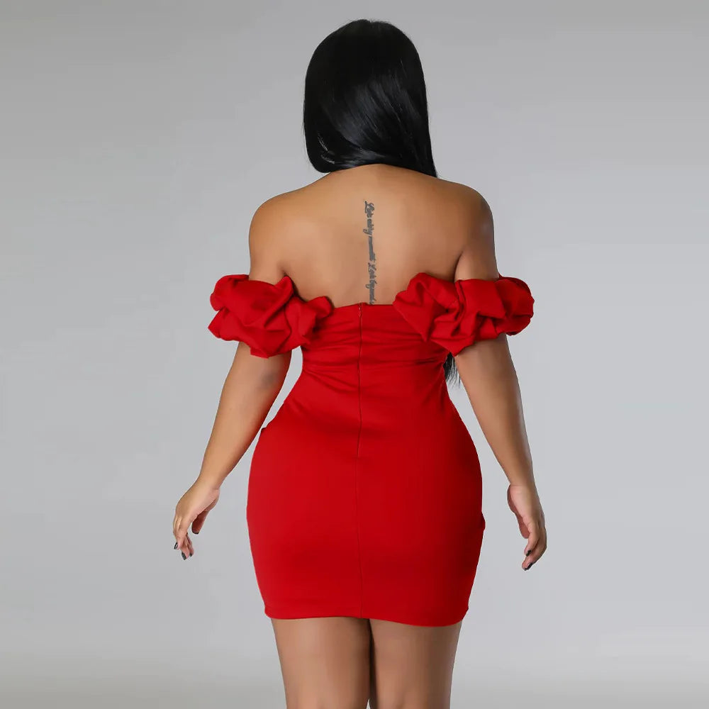 Petal Sleeve Fishbone Waist Dress Women 2024 Pleated Bodycon Long Sexy Dress Elegant Robes Party Dresses Vestidos
