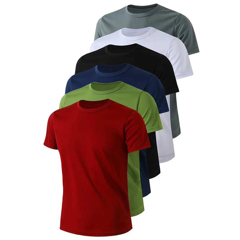 1/4/6 Pcs Summer Teenagers Aged 13-16 Solid Color Quick drying Short sleeved T-shirt Men's Loose Casual Sportswear Sizes 160-175