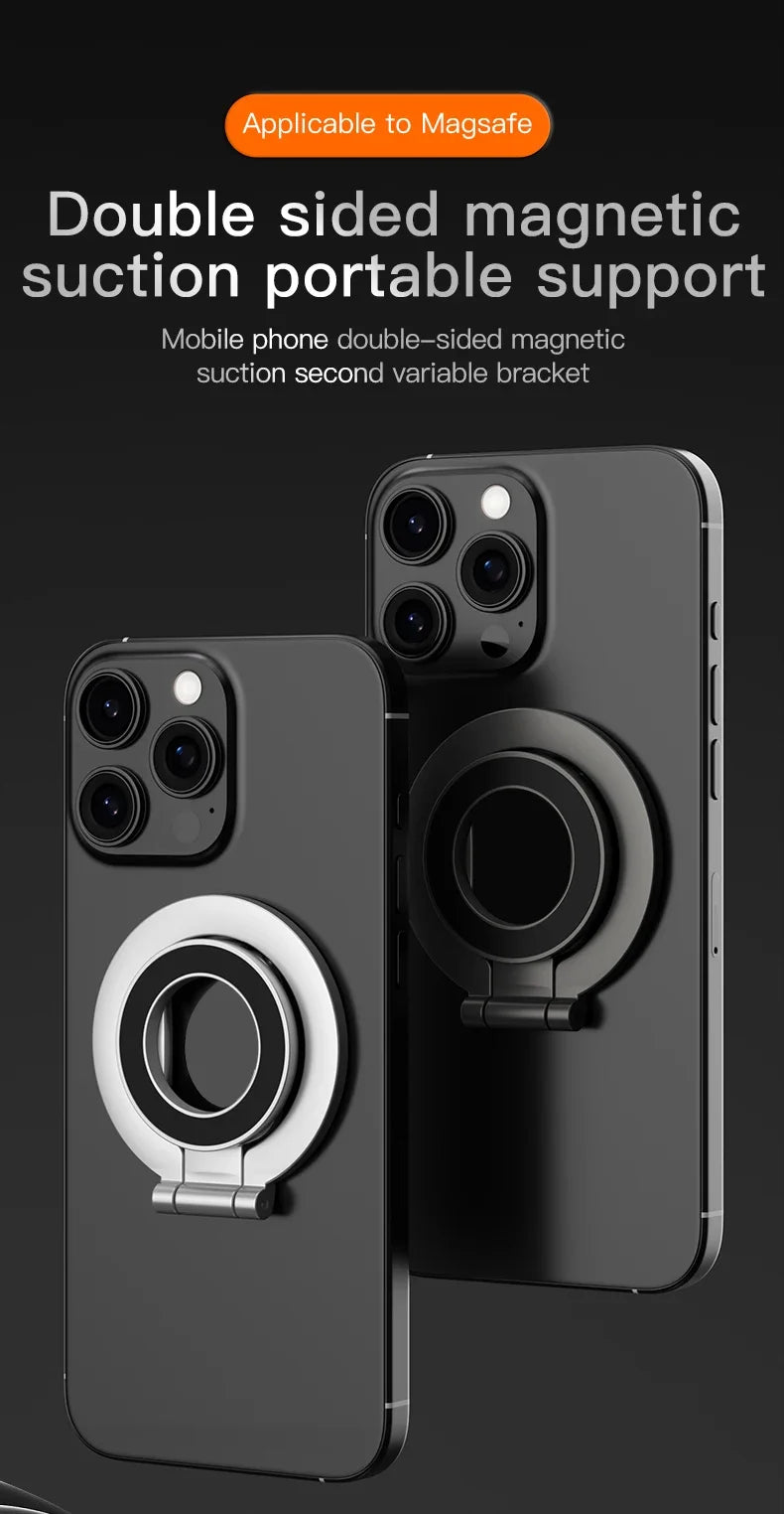 2025 Double-Sided For MagSafe Phone Holder for iPhone 14/15/16 Foldable 360° Rotating Stand Strong Magnet & Finger Grip Suppor