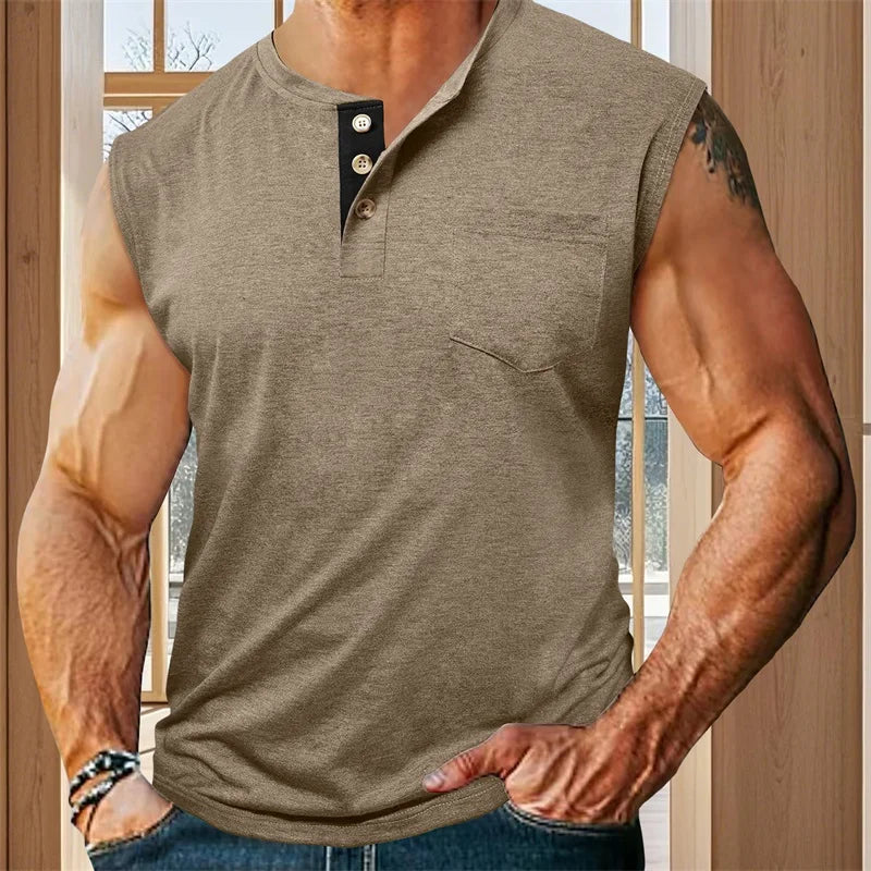 Men s Athletic Tank Top Sleeveless Basketball Shirt Quick-Dry Breathable Muscle Fitness Sports Vest with Button Detail