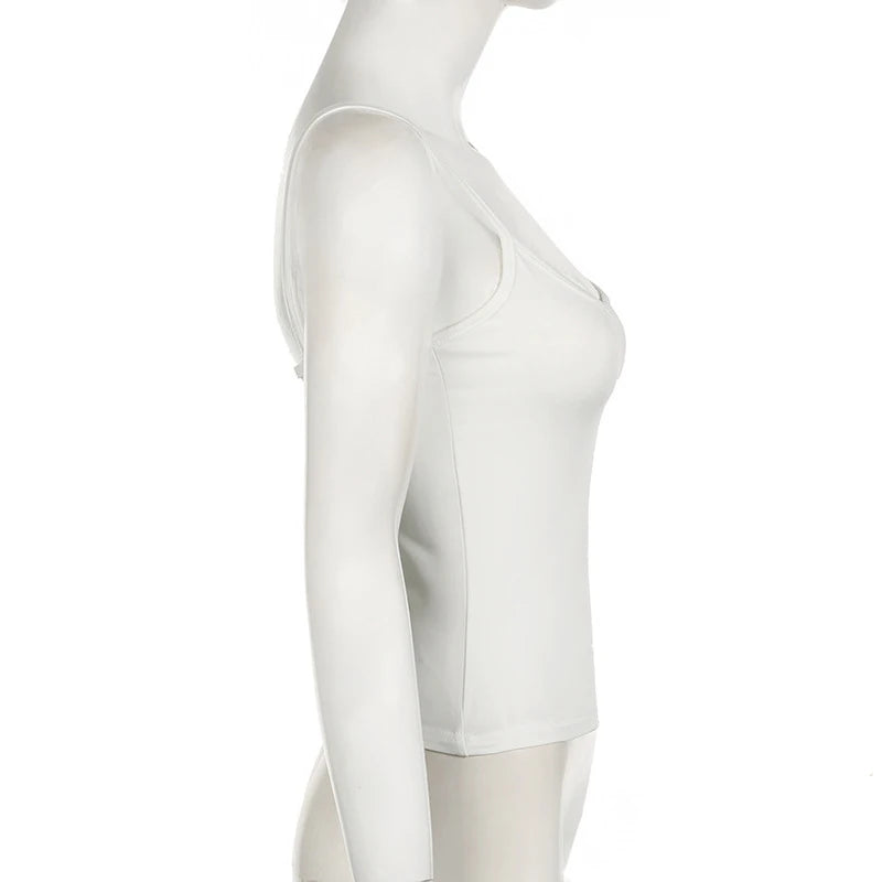 Basic Solid Camis Summer Casual Sleeveless Spaghetti Strap Top Women Harajuku All-match Cropped Tops y2k Vintage Clothing