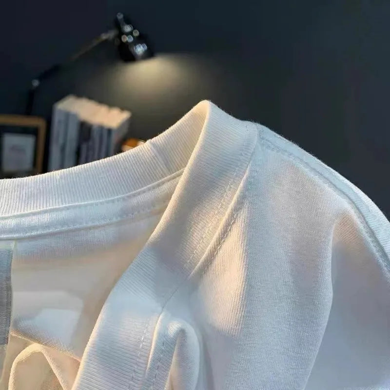 100% Cotton Short-sleeved Young Men's and Women's T-shirts 2024 Summer New Loose Casual Round Neck Designer Printing Pattern