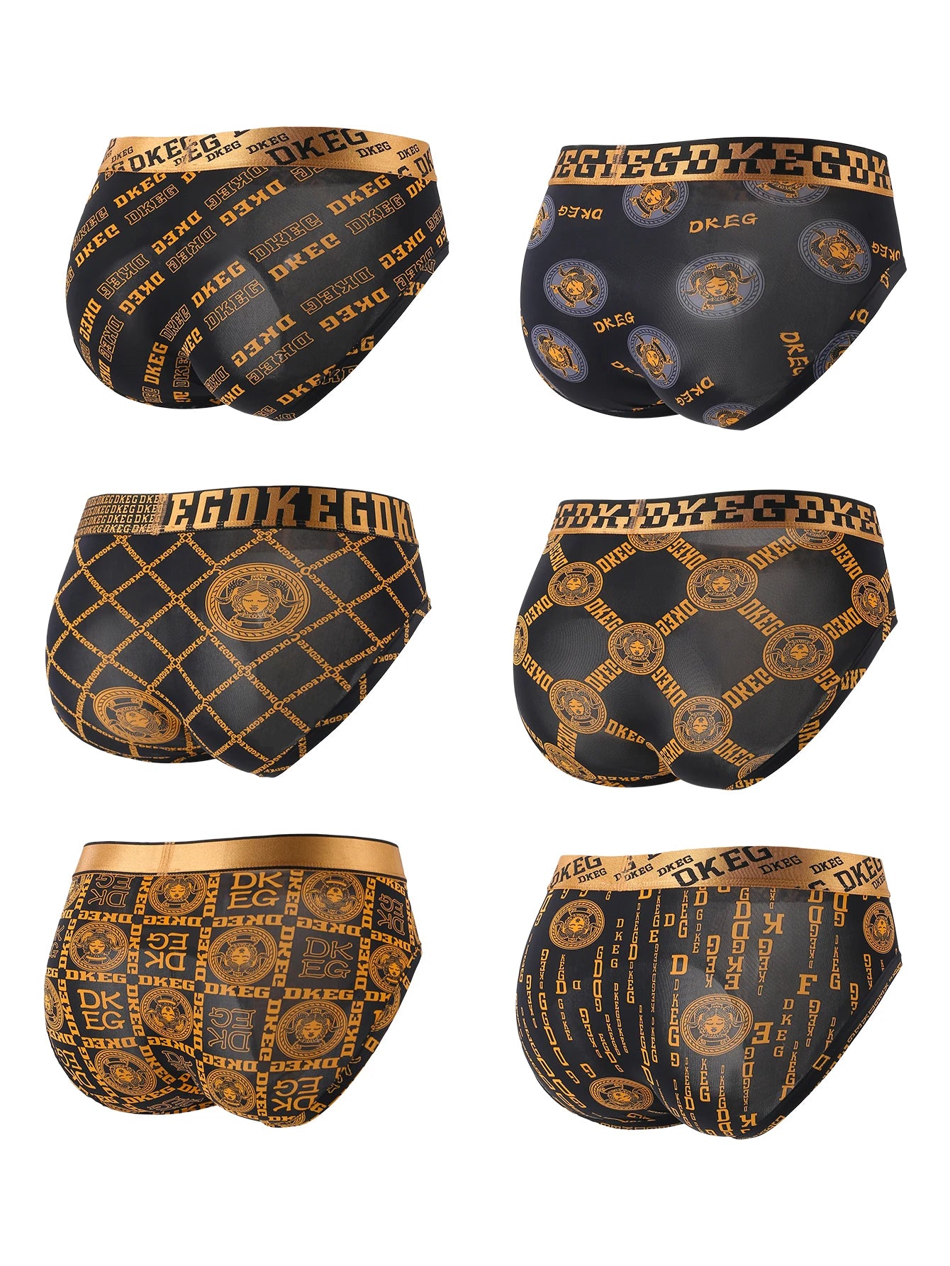 Light Luxury Gold Belt Men's ice silk briefs summer thin anti-bacterial crotch shorts head 6 combination