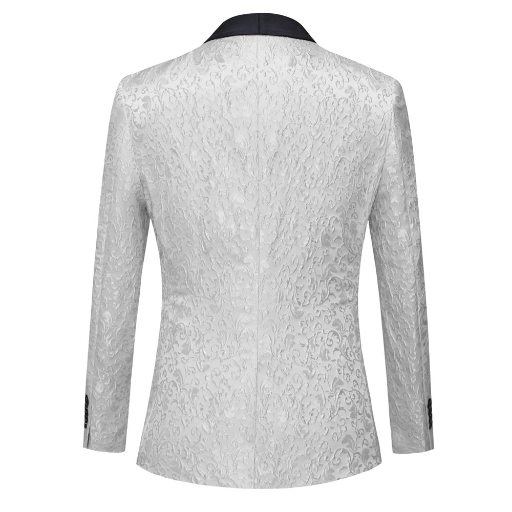 Men's Paisley Tuxedo Jacket One Button Dress Suit Jacket Floral Blazer for Dinner Party Prom Wedding