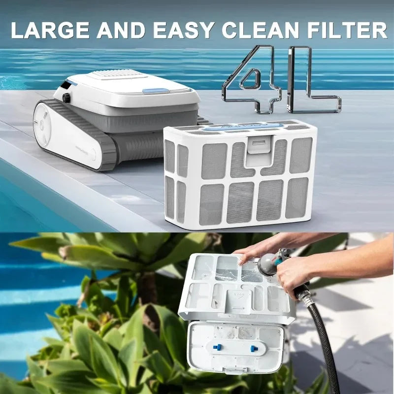 VOXIV Cordless Robotic Pool Cleaner with Wall Climbing - Over 120mins Runtime Automatic Pool Vacuum