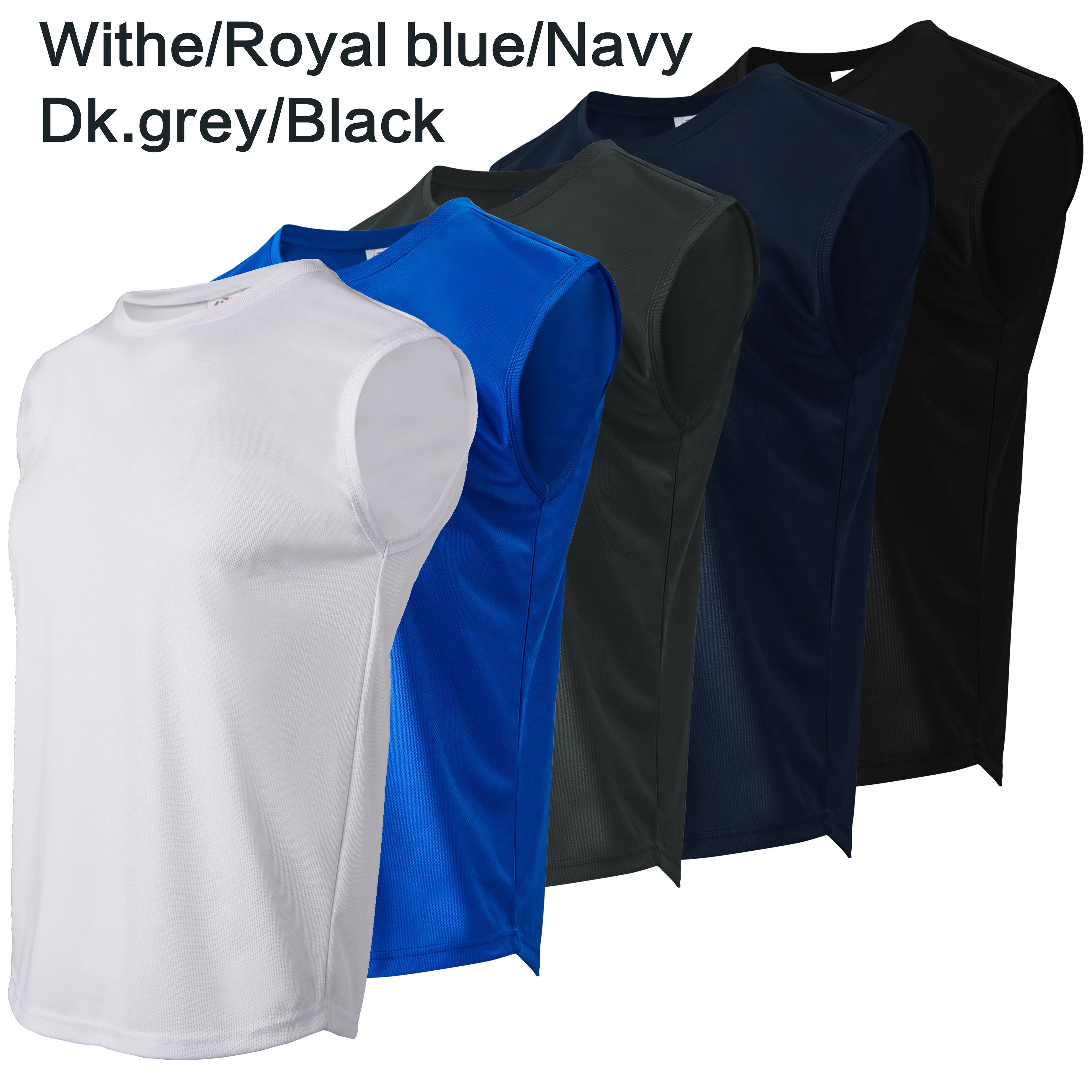 5-piece summer men's quick drying solid color sleeveless sports vest suitable for fitness training and outdoor activities