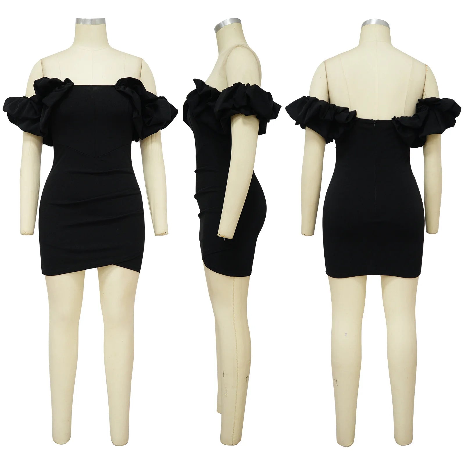 Petal Sleeve Fishbone Waist Dress Women 2024 Pleated Bodycon Long Sexy Dress Elegant Robes Party Dresses Vestidos