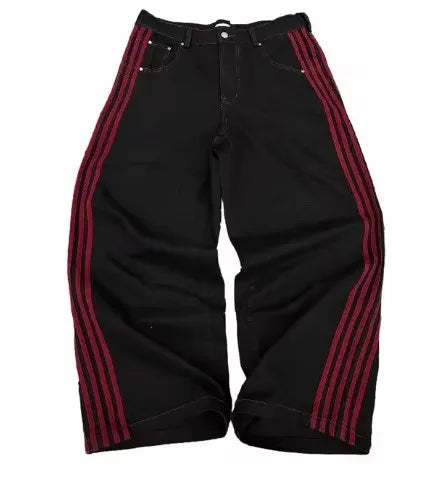 2025 men Jean Fashion high quality Striped Harajuku Jeans women Hip Hop streetwear Casual wide leg Jeans Vintage Jean